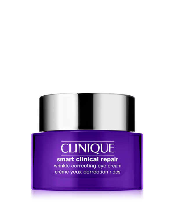 Clinique Smart Clinical Repair™ Wrinkle Correcting Eye Cream, Our smartest wrinkle fighter—now for eyes. This potent wrinkle correcting eye cream helps visibly diminish the appearance of lines and wrinkles around the eye area and strengthen skin from multiple angles: boosts natural collagen production, supports skin’s natural structure, and fortifies with hydration. Skin around eyes feels stronger and looks smoother.
