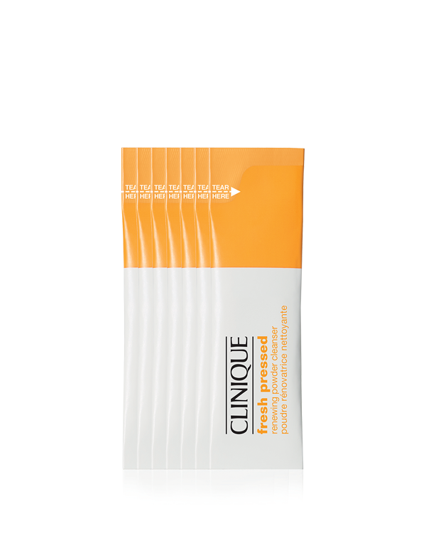 Clinique Fresh Pressed™ Renewing Powder Cleanser with Pure Vitamin C, 只需以清水混合鮮榨維C潔面粉，即時釋放新鮮維他命C，有效潔膚、淨肌、提亮，回復細緻透亮肌膚。